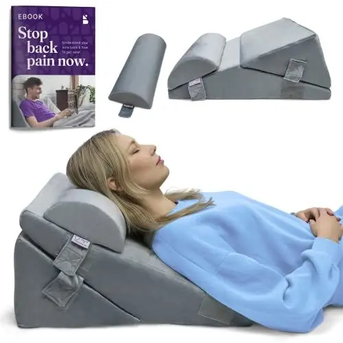 Produktbild: Byre® Orthopädisches Keilkissen 10-in-1 | Memory Foam Faltkeilkissen mit Halbmond-Befestigung | Verstellbares Rückenstützkissen für GERD, Lesen, Rückenschmerzen, Beinschmerzen, Sodbrennen, sauren