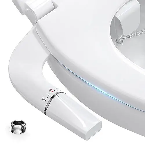 Produktbild: BYRISON-Bidet Aufsatz für Toilette mit Edelstahl-Wasserzulauf,Einstellbarer Wasserdruck Kaltwasser-Bidet Einsatz für Toilette WC,Doppel Düse Bidet Toilettenaufsatz,Nicht Elektrisch
