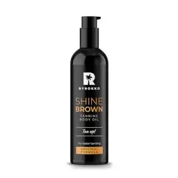 Produktbild: BYROKKO Shine Brown Premium Bräunungsbeschleuniger-Öl (150 ml), XXL Bräunungsbeschleuniger für Solarium & Außensonne, Bräune mit natürlichen Zutaten. Kokosnussöl, Walnussöl, Haselnussöl, Alle