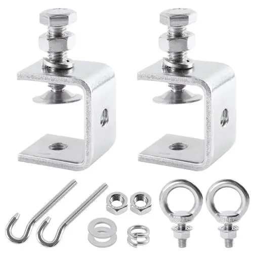 Produktbild: C Klemme Klein C-Zwingen Edelstahl Schraubklemmen Kieferöffnungen 30mm Fixierzange Einstellbar Klemmbereich ist 0-25mm mit Haken und Ringschrauben für Zwingen Holzarbeiten Werkzeug Heimwerken
