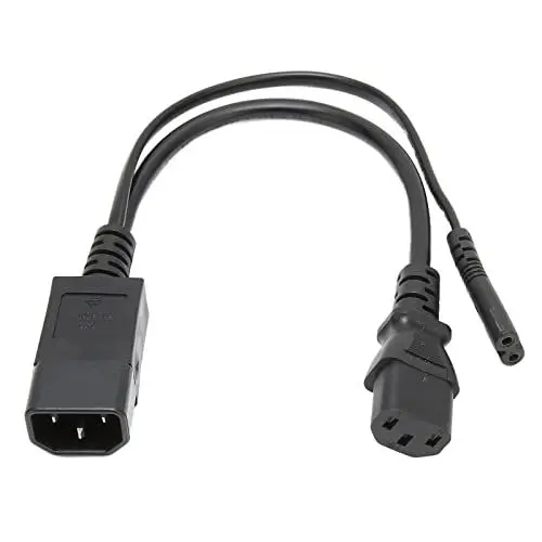 Produktbild: C14 auf C13 C7 Y Splitter Netzstecker Kabel, 10A 250V 1 in 2 Out IEC320 C14 Stecker auf C13 C7 Buchse Netzkabel Verlängerungskabel Wasserdichtes Adapterkabel Kabel für LCD