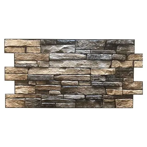 Produktbild: 6m² 3D PVC Paneele Stein Optik 15 Stück, Wandpaneele Wandverkleidung Decke Deckenpaneele PVC-Verkleidung Wandtatto Fliesen Imitat