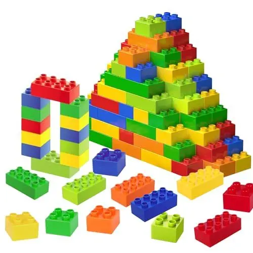 Produktbild: Cabeeskii Große Bausteine, 60 Teile Steine in 6 Farben und 2 Maße, kompatibel mit Duplo und Allen führenden Marke, ideales Spielzeug für Kinder ab 3 Jahre