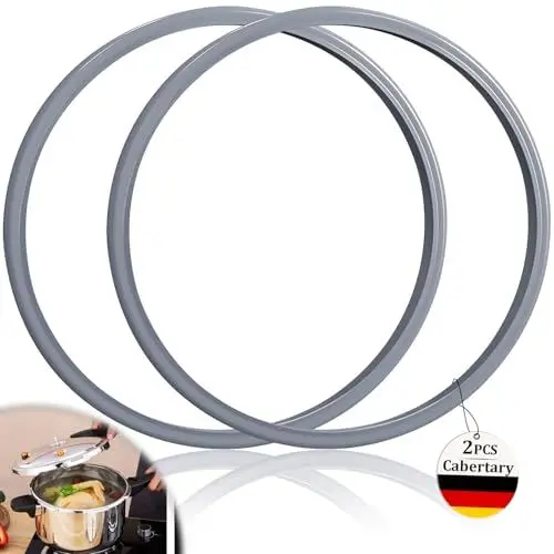 Produktbild: Cabertary 2 Stück Dichtungsring für Silit Sicomatic Schnellkochtopf, 5 Liter, Innendurchmesser 22cm, Grau, Silikon
