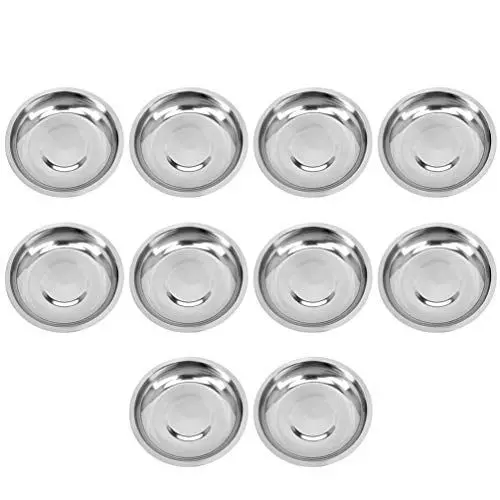 Produktbild: Cabilock 10Pcs Edelstahl Sauce Dish Round Sojasauce Tauch Schalen Mini Vorspeise Teller Untertassen Schüssel Gewürz Gericht Untertasse Platten für Restaurant Home (10Cm)