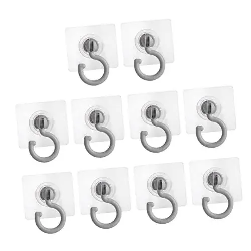 Produktbild: Cabilock 10St Deckenschwenkhaken Hochleistungs-Deckenhaken Haken für Wandaufhänger selbstklebender Haken Wandhaken aufhängehaken hebehaken Klebehaken selbstklebende Haken PVC Light Grey