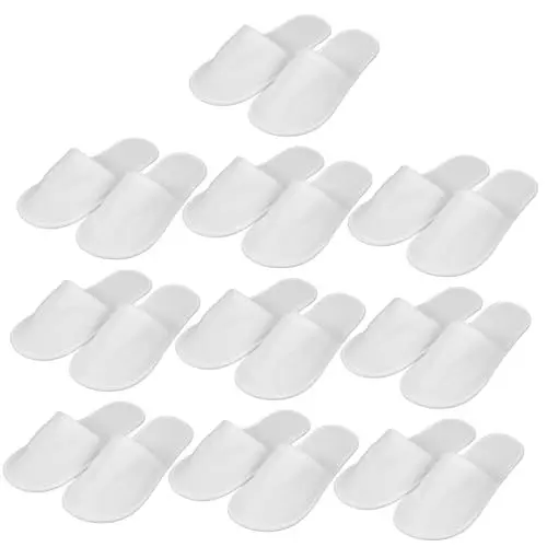 Produktbild: Cabilock 10 Paar Hausschuhe Frottee Slipper Reise-hausschuh Hotel Slipper Set Einweg Pantoffeln Einwegschlappen Einweg-reisepantoffeln Rutschfeste Slippers Drinnen Zubehör Urlaub Stoff Weiß