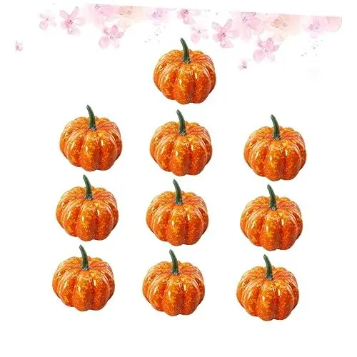 Produktbild: Cabilock 10er-Pack Mini-kürbisse Aus Künstlichem Schaumstoff 8 5 cm Rund Grün/gelb für Halloween-Dekorationen Als Tischdekoration