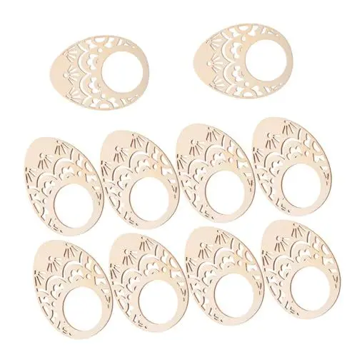 Produktbild: Cabilock 10 Stück Teiliges Holz Serviettenringe Eiform für Ostern Frühlingsfeiern Hochzeiten und Tischdekoration für Zuhause und Restaurant