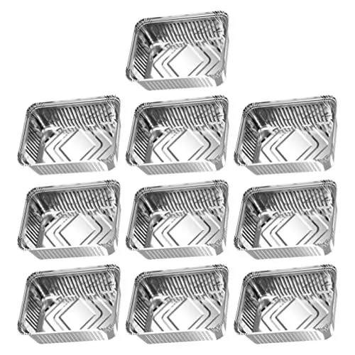 Produktbild: Cabilock 10 Stücke Aluschalen Aluminium Schalen Tropfschalen Alubehälter Einwegschale Alu Grillschalen mit Deckel Gasgrill Fettauffangschalen Lebensmittel Behälter für BBQ Kochen Braten Backen