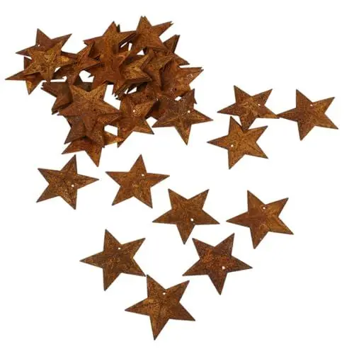 Produktbild: Cabilock 120 STK Rostiger fünfzackiger Stern weihnachtsdeko Metallsterne fensterdeko Girlandendekor Bauernhaus-Sternanhänger Kleiner rostiger Weihnachtsstern Weihnachts-Miniatursterne Eisen