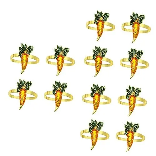 Produktbild: Cabilock 12 STK Ananas Serviettenknöpfe Ostern Serviettenschnallen Osterhasen Serviettenringe Esstischdekoration Ostern Serviettenring Osterkarotte Bankett Hochzeit Geschirr