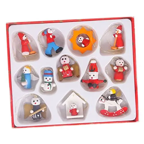 Produktbild: Cabilock 12 Stück Weihnachtsanhänger Aus Holz Hängende Verzierung Weihnachtsanhänger Weihnachtsfestanhänger Hängende Weihnachtsdekorationen Weihnachtsbaumanhänger