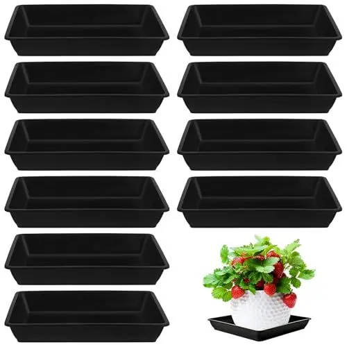 Produktbild: Cabilock 12 Stücke Blumentopf Untersetzer Kunststoff Pflanze Untertassen Rechteckige Blumenuntersetzer Pflanzkübel Untertopf Blumentopf Unterteller Tablett für Indoor Outdoor Garten Balkon