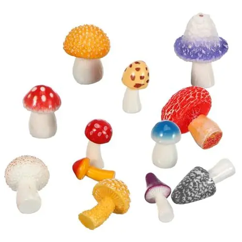 Produktbild: Cabilock Pilz-Kollektion Aus Kunstharz 12 Mini-pilzfiguren Aus Kunstharz Gartendekoration Für Zuhause