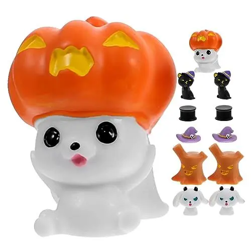 Produktbild: Cabilock 12stücke Miniatur-Halloween-Figuren Teiliges Dekorative Hausornamente Für Mikro-landschaften Resin-statuen Mit Kürbis Schwarzer Katze Hexenhut Für Tisch Und Raumdekoration