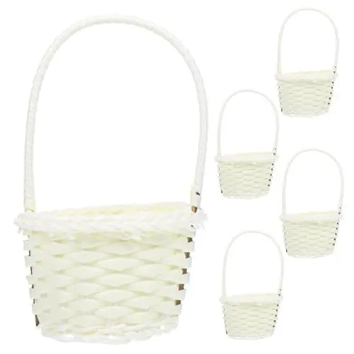 Produktbild: Cabilock 15 Stk Korb Aus Rattan Organizer Zur Aufbewahrung Von Lebensmitteln Mini Geflochtener Korb Gewebte Korb Aus Kunststoff Mini-picknickkörbe Braut Ländlich Bambus Weiß Handkorb