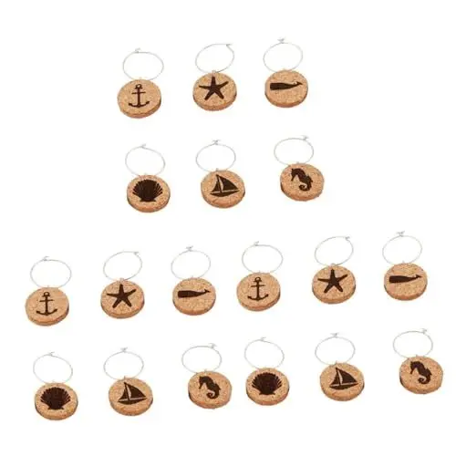 Produktbild: Cabilock 18 Stk holz glas anhänger Weinglasanhänger Weingläser Glas-Anhänger Bambus
