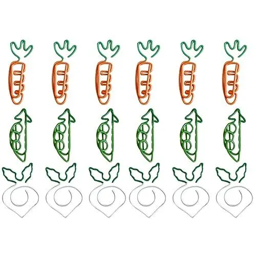 Produktbild: Cabilock 18 Stück Büroklammern, Karotte Design Büroklammer, für Lesezeichen Büro Schule Notebook Metall Paper Clips Lesezeichen, 3,5cm
