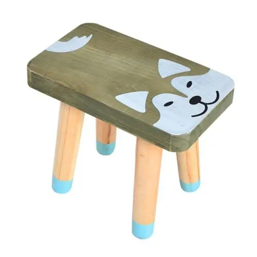 Produktbild: Cabilock Fußhocker Aus Holz Mit Cartoon-Tier-Hund- Tritthocker Für Jungen Und Mädchen Für Den Heim- Und Hofgebrauch