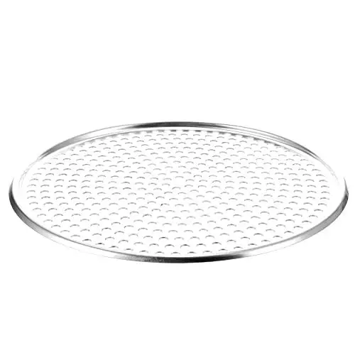 Produktbild: Cabilock 1Pcs Antihaft Pizzablech Pizza Backblech Rund Pizzaform Edelstahl Kuchenblech Pizzapfanne mit Löchern zum Backen im Ofen Backgeschirr für Pizza Kuchen Silber