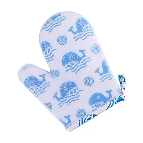 Produktbild: Cabilock 1Stk Ofenhandschuhe aus Silikon Ofenhandschuhe für die Küche Grillhandschuhe küchenhandschuhe Handschuhe küche Oven Glove Rutschfester Handschuh mikrowellenhandschuh Baumwolle Blue