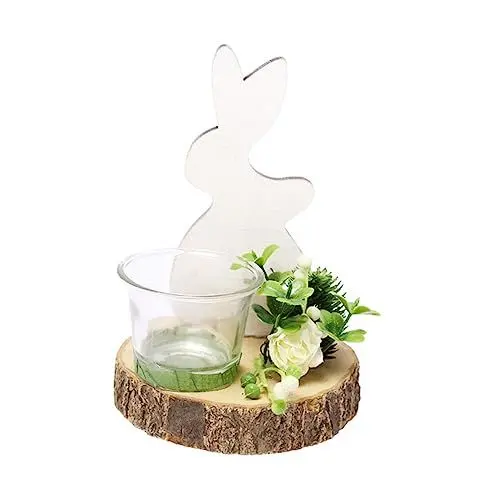 Produktbild: Cabilock 1Stk Osterkerzenhalter LED-Dekor spitz zulaufende Kerzen Kerzenständer hochzeitsdeko Ornament Wohnkultur Kerzenhalter aus Holz Kerzenhalter im natürlichen Stil