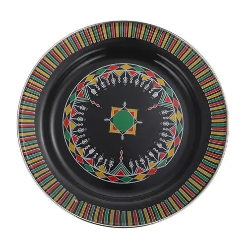 Produktbild: Cabilock 1Stk Tee-Tablett Dessert-Tablett antike Teller Emaille Obstteller Kuchen Dessertteller aus Emaille snackteller snack teller Esstablett aus Emaille Teller für zu Hause Black