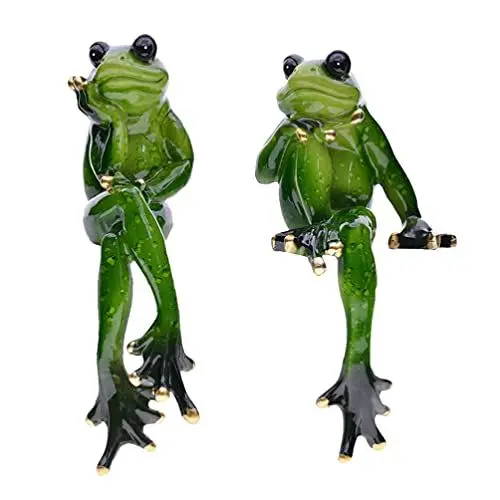 Produktbild: Cabilock 1 Paar Frosch Figur Garten Statue Skulpturen Harz Dekofigur Gartenfiguren Weihnachten Ornamente Gartendeko Tiere für Moos Blumentopf Dekoration Rasen Terrassen Deko