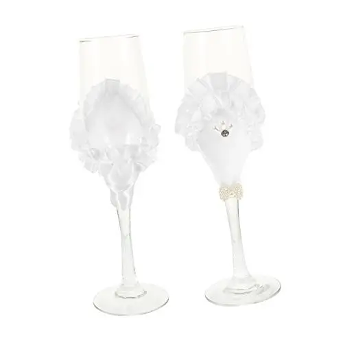Produktbild: Cabilock 1 Paar Hochzeitskelch Trinkgläser Für Wein Tassen Gläser Für Hochzeitsfeier Weingläser Partygetränke Hochzeit Toastgläser Hochzeitsgeschirr Whisky-gläser Weinflötengläser Weiß Glas
