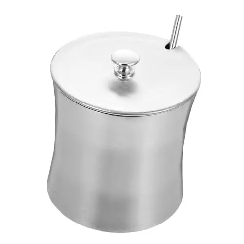 Produktbild: Cabilock 1 Satz Gewürzdose Aus Edelstahl Kanister Flasche Mit Gewürztopf Mit Löffel Zuckerdose Krug Gewürzspender Gewürzbecher Mit Deckel Gewürztöpfe Salztopf Glas Rostfreier Stahl Silver