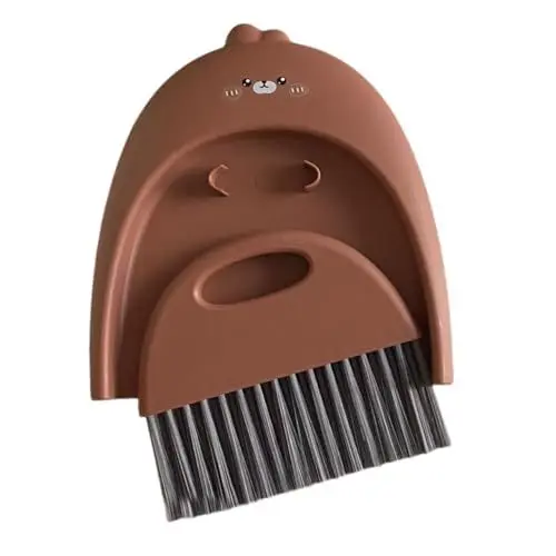 Produktbild: Cabilock 1 Satz Haustiere Kehrschaufel Mini-staubpfanne Reinigungsbürste Für Haustiere Kleine Bürste Und Kehrschaufel Tischbesen Kehrschaufel Und Besen Cartoon-Besen Plastik Light Brown