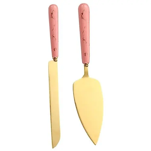 Produktbild: Cabilock 1 Satz Kuchenspatel-Set Kuchenständer Kuchendeckel Knödel Dekorieren Bausatz Server Steht Hochzeit Kuchenform Drehscheibe Kuchenmesser Mit Wellenschliff Abs Rostfreier Stahl Rosa