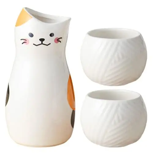 Produktbild: Cabilock 1satz Japanische Glückskatze Sake Flasche Und Keramisches Reiswein Für Zuhause Restaurant Und Besondere Anlässe Mit Kreativem Katzen-design