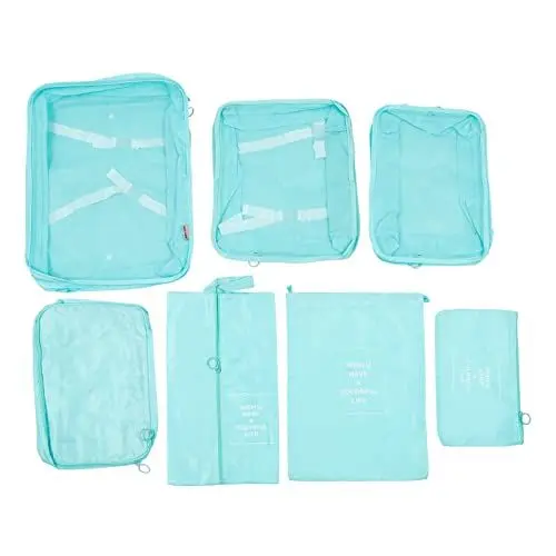 Produktbild: Cabilock Reise-aufbewahrungstaschen für Kleidung 7-teiliges Koffer-kleidertaschen-Set Tragbare Kleidertaschen Kordelzugbeutel Organisieren und Trennen Sie Ihre Artikel Glattes Material Verhindert