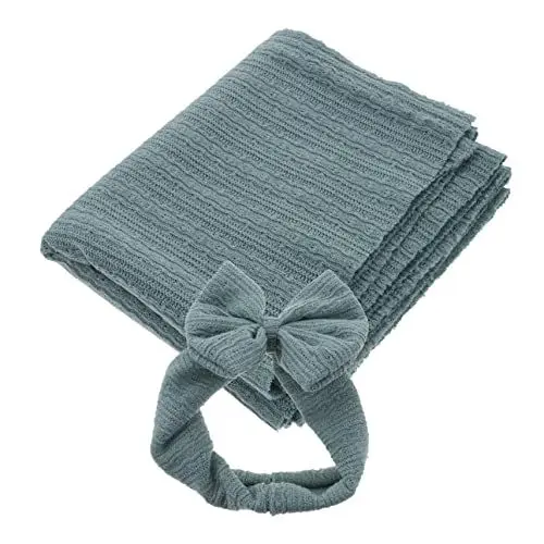 Produktbild: Cabilock Wickeltuch-Set Für Säuglinge – 2-teilig Wickeltücher Für Neugeborene Für Jungen Und Mädchen Weiche Und Dehnbare Wickeltücher Mit Stirnband