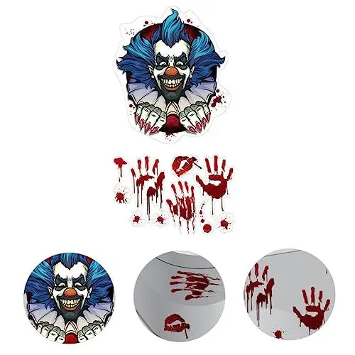 Produktbild: Cabilock Halloween Toilette Aufkleber Horror Clown Badezimmer Blutigen Handabdruck Pvc Material Kreative Aufkleber