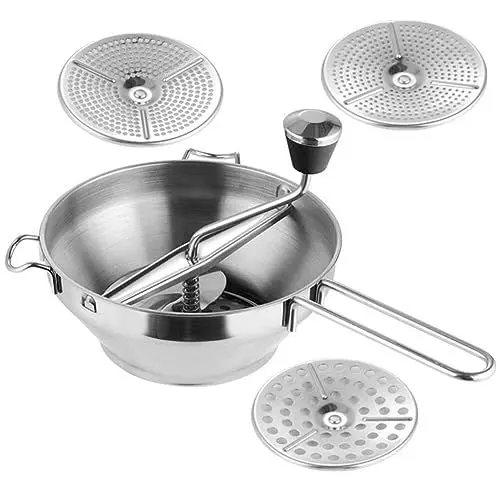 Produktbild: Cabilock 1 Set Passiersieb Edelstahl Kartoffelstampfer Passiermühle Passiergerät Lebensmittelstampfer Gemüse Guacamole Eiersalat Bananenbrot Kartoffelbrei Kartoffel Stampfer mit Griff