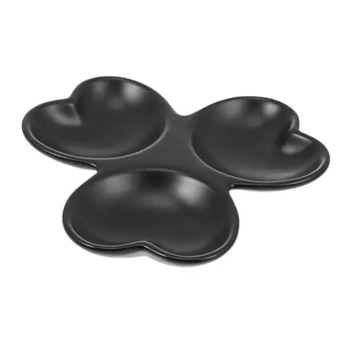 Produktbild: Cabilock 1 Stk Dessertteller Schale Zum Servieren Von Obst Snack Geteilte Speiseschüssel Obstschale in Herzform Mini-kuchenform St Patricks Dayserving Platten 3 Fachplatten Black Keramik