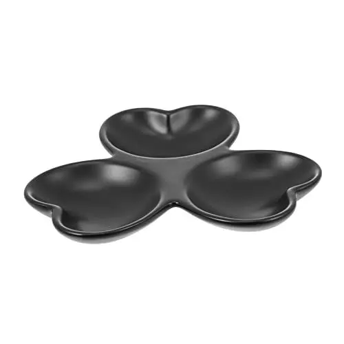 Produktbild: Cabilock 1 Stk Dessertteller snackteller snack teller keramik teller Hochwertige Keramik Geteilte Süßigkeitenbehälter Snack-Serviertablett Snack-Tablett Trockenobstteller aus Keramik Black