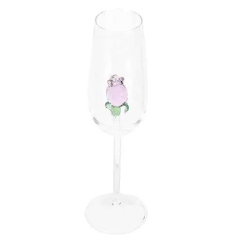 Produktbild: Veemoon Roséweingläser Mit Rose Im Inneren Weinkelchglas Kristall-Champagnerflöten Rotweingläser Für Hochzeit Rosa