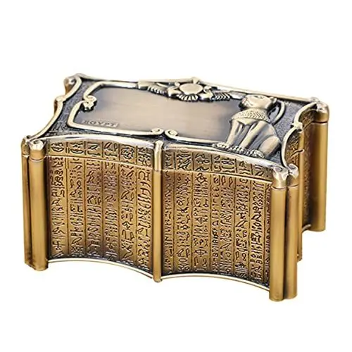 Produktbild: 1 Stück Karton Ägyptische Aufbewahrungsbox Statue Der Katzengöttin Ägyptischer Schmuck Box Statue Jewel Geschenk Container Zinklegierung Aufbewahrungskiste Kind Ohrringe