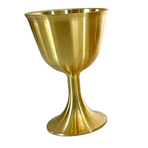 Produktbild: Cabilock 1 Stück Weinglas Martini Tumbler Teetassen Glas Edelstahl Gläser Edelstahl Whisky Tasse Tibetische Wasserschüssel Neujahr Toastbecher Messingtassen Tempelopfer Kupfertasse
