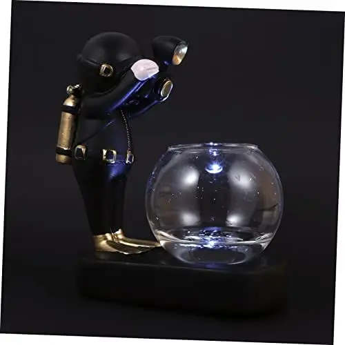 Produktbild: Cabilock 1stk Astronauten-hydrokulturflasche Künstlich Vase Für Wasserpflanzen Pampas Luftpflanzenbehälter Schwimmerfiguren Unterwasser-abenteurer-Figur Globen Heim Harz Black