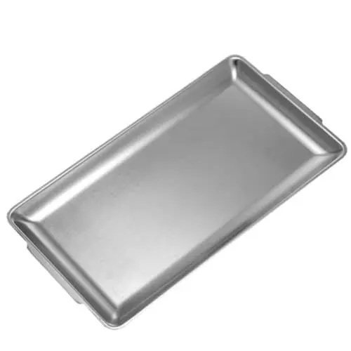Produktbild: Cabilock 1stk Rechteckige Platte Essensteller Dessertteller: Längliches Tablett Rechteckige Backformen Tablett Aus Edelstahl Nudelgerichte Sushi Essteller Kuchen