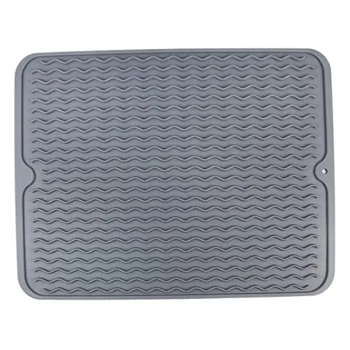 Produktbild: Cabilock 40x30cm Küche Geschirr Abtropfmatte Grau Silikon Welle Ablauf Pad Geschirr Abtropfmatte