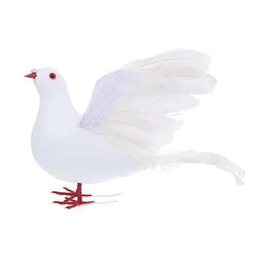 Produktbild: Cabilock 1stk Simulierte Friedenstaube Vogel Skulpturen Künstliche Vogel Gefälschte Schaumtauben Künstliche Tauben Kunstvogel Weihnachtsdekoration Außen Gefälschter Vogel Feder Tier Weiß