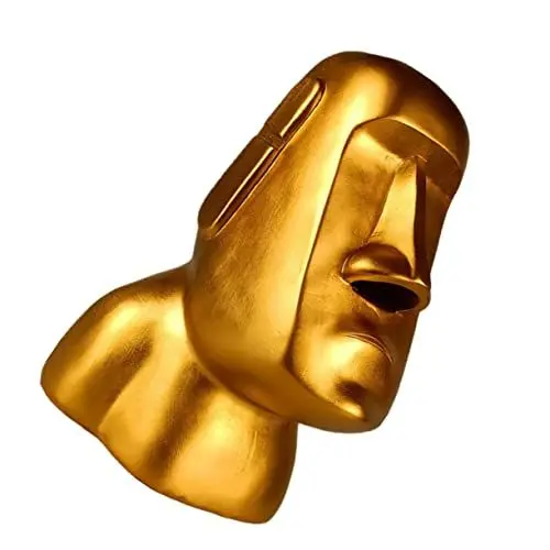 Produktbild: Cabilock Taschentuchbox in Form Einer Moai-Statue in Osterinsel-Form Goldharz Bastel-Desktop-Ornament Praktischer Kosmetiktücherhalter Für Die Inneneinrichtung
