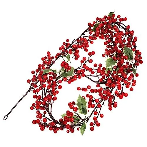 Produktbild: Cabilock Weihnachtsschmuck Weihnachtsdekoration Rote Früchte Rattan Rattan Zum Aufhängen Dekoration für Die Weihnachtsszene