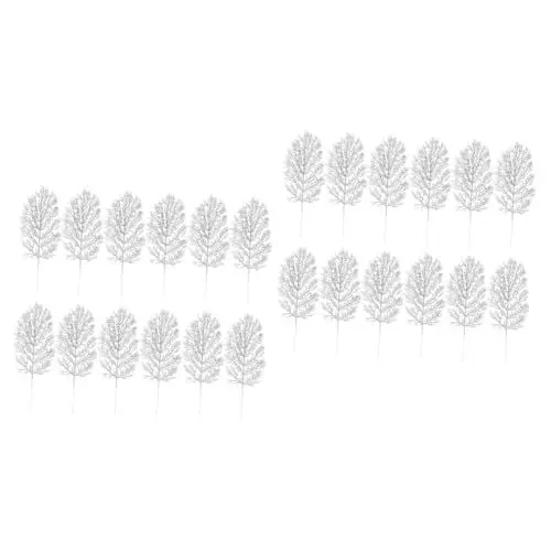 Produktbild: Cabilock 24 STK Christbaumschmuck Künstliche Farne Für Drinnen Weihnachtsgrün Stammt Hausdekorationen Für Zu Hause Kiefernstämme Gold Blatt Schaufenster Silberne Sport Leichter Luxus